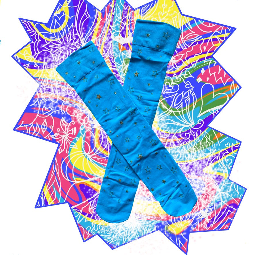 Sparkle Star Knee High Skating Socks | One Size