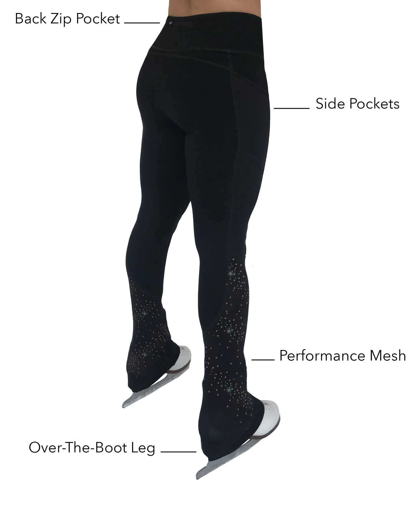 Junior's | Figure Skating Practice Pants with Pockets & Performance Mesh